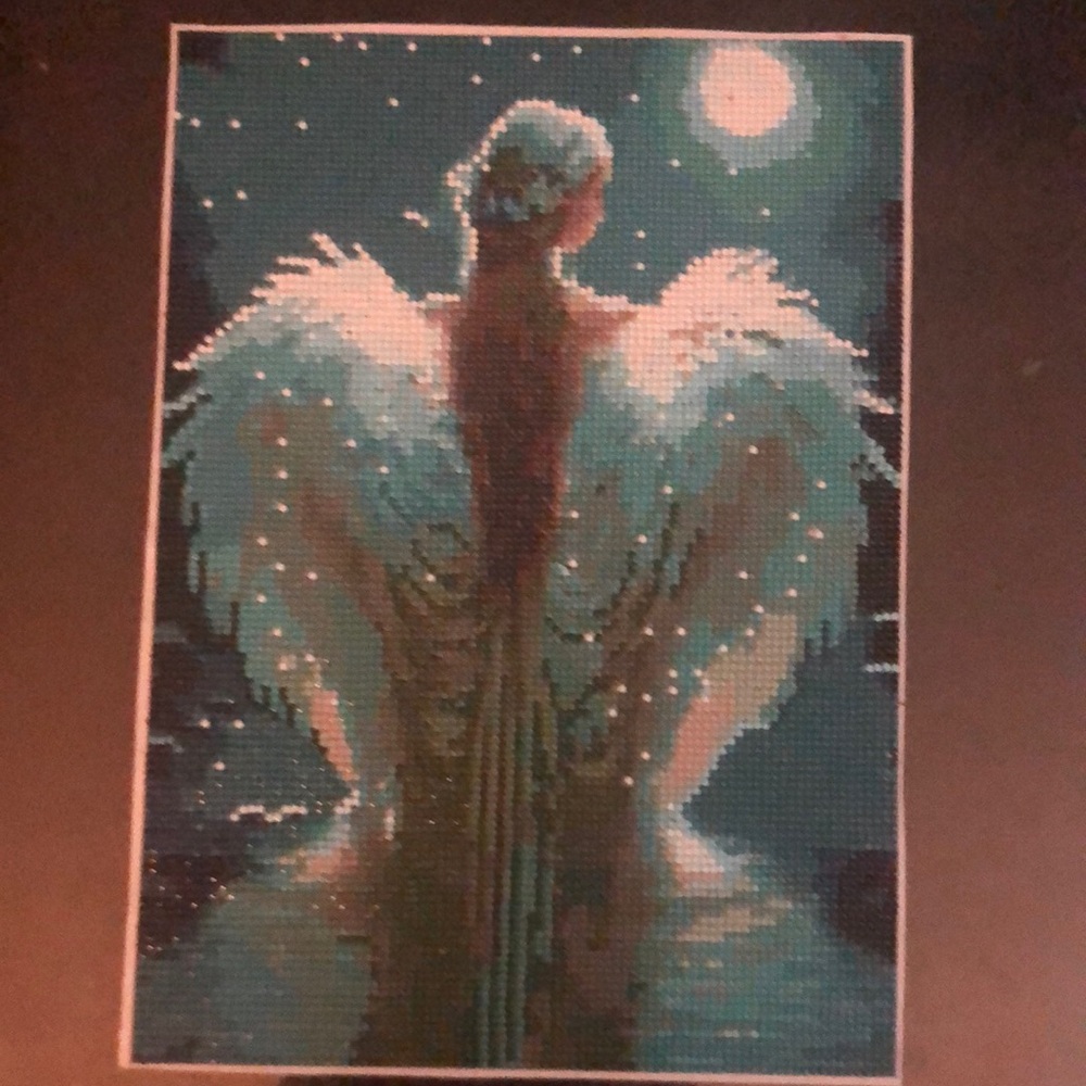Elegant Angel Art Painting - Blue and White
